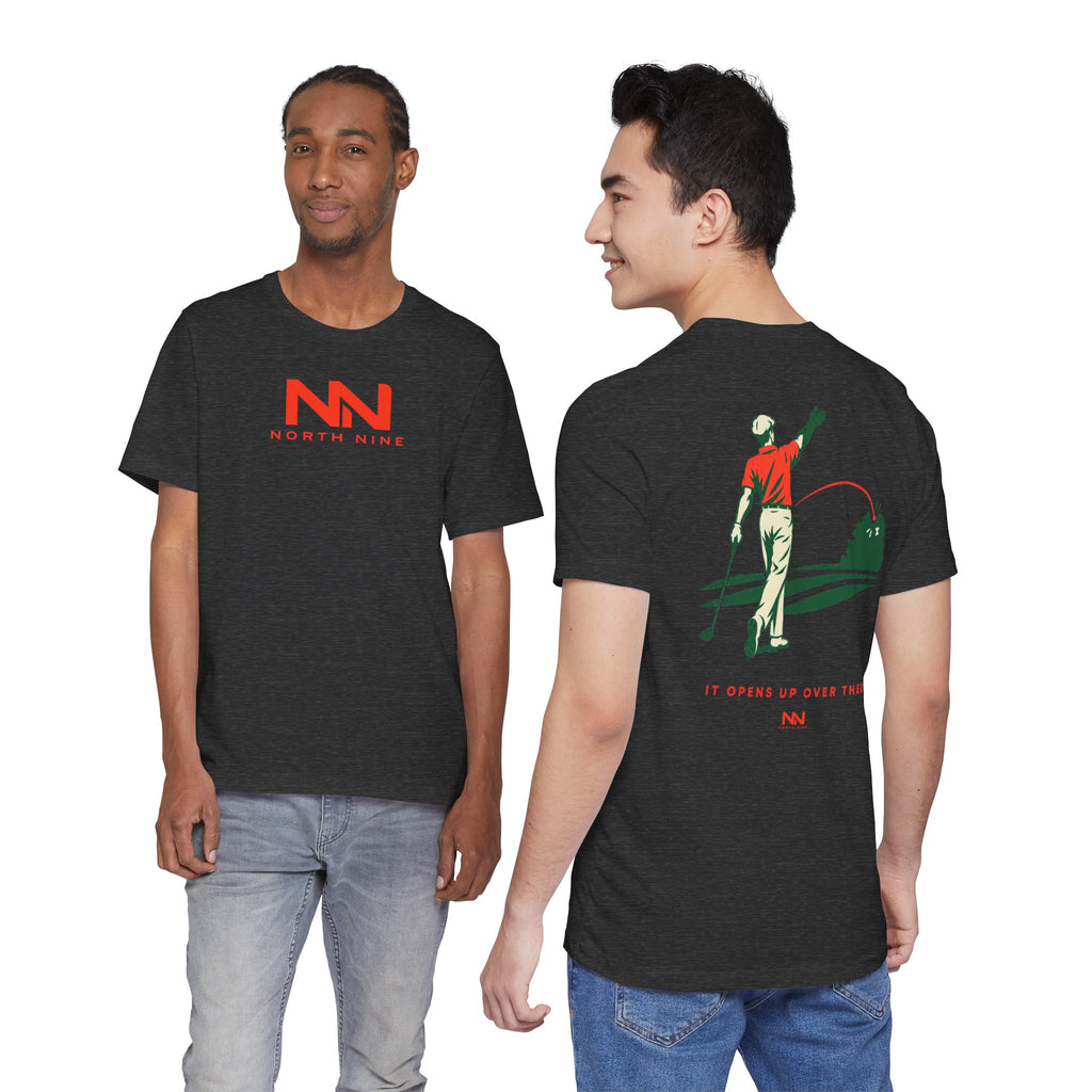 Golf Swing Retro Illustration Tee | Member.Guest. logo front